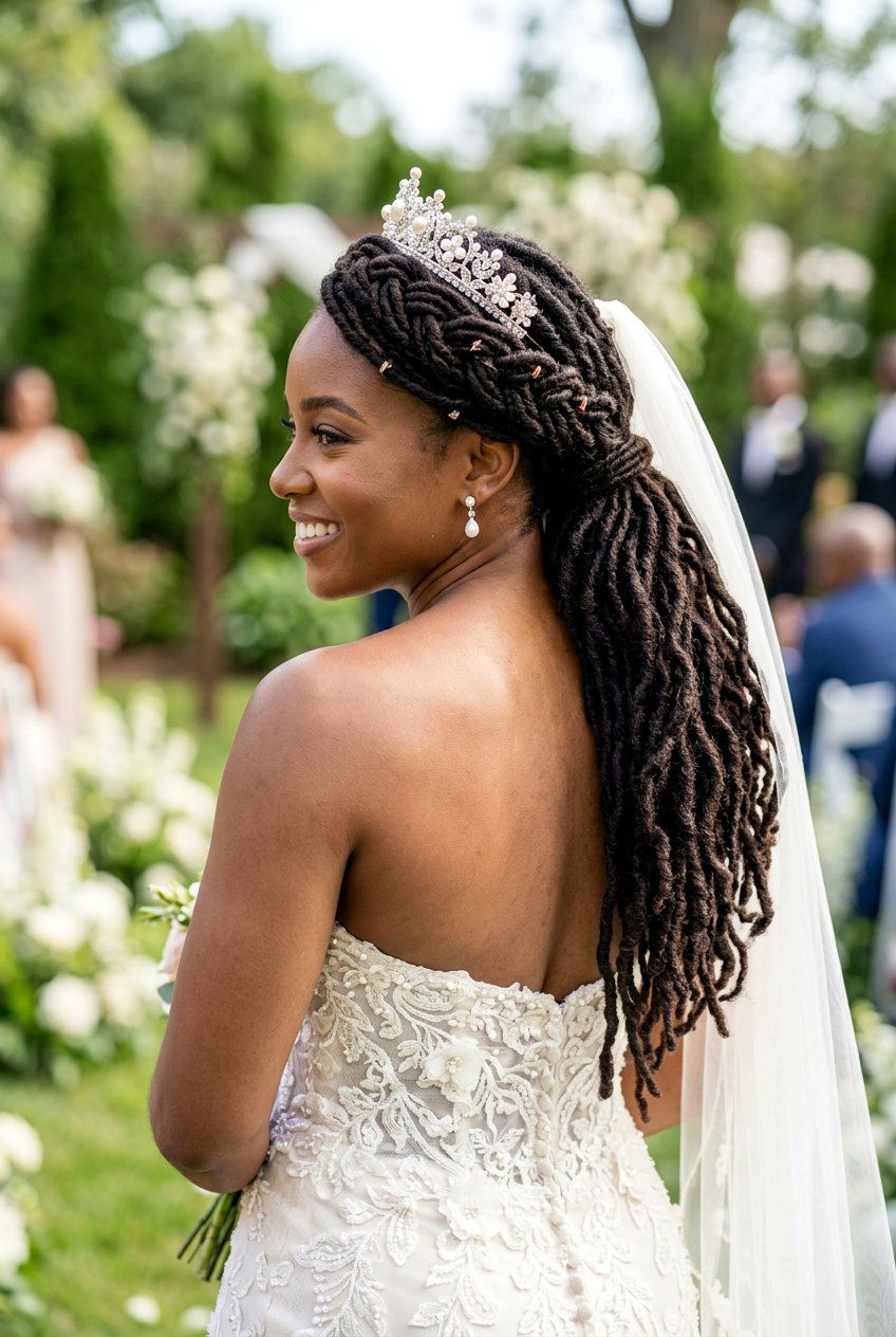 Braided Crown Bridal Loc Ponytail - 20 bridal loc ponytail hairstyle - 20 bridal loc ponytail hairstyle