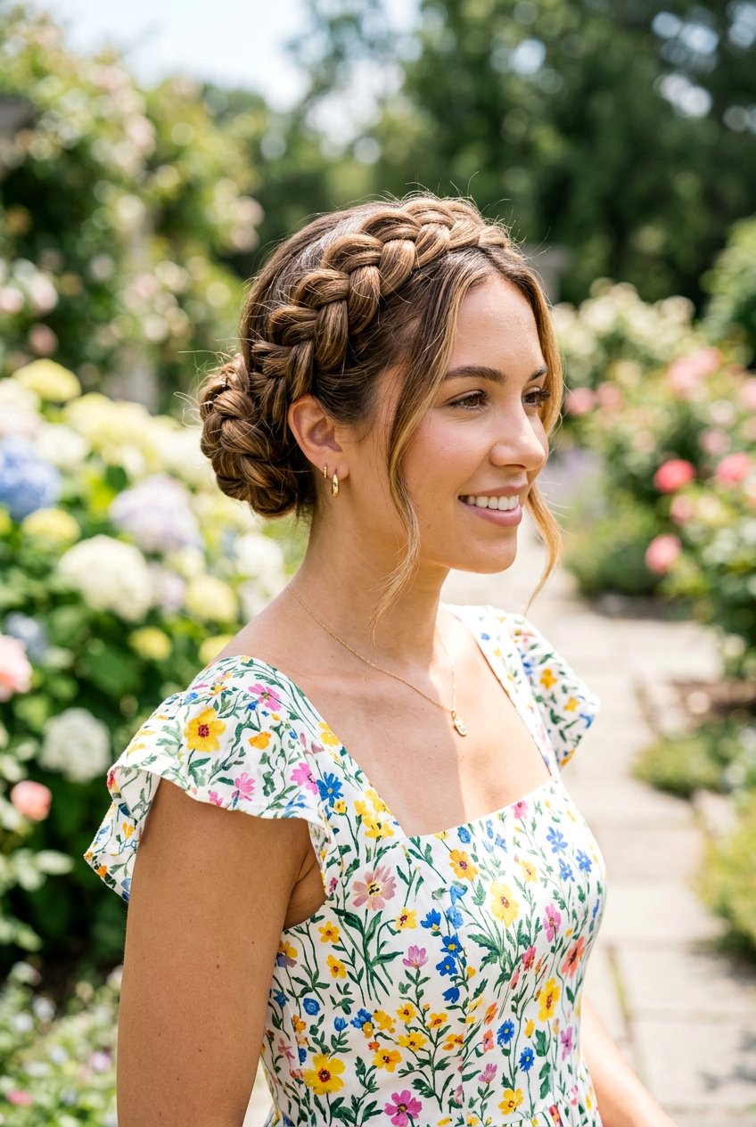 Braided Crown Bun - 20 mom quick grocery run bun - 20 mom quick grocery run bun