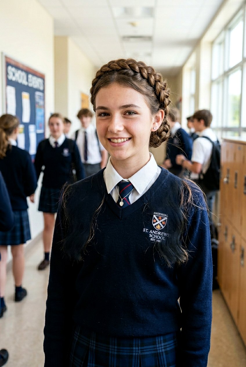 Braided Crown Bun For School Events - 20 school bun hairstyle for girls - 20 school bun hairstyle for girls