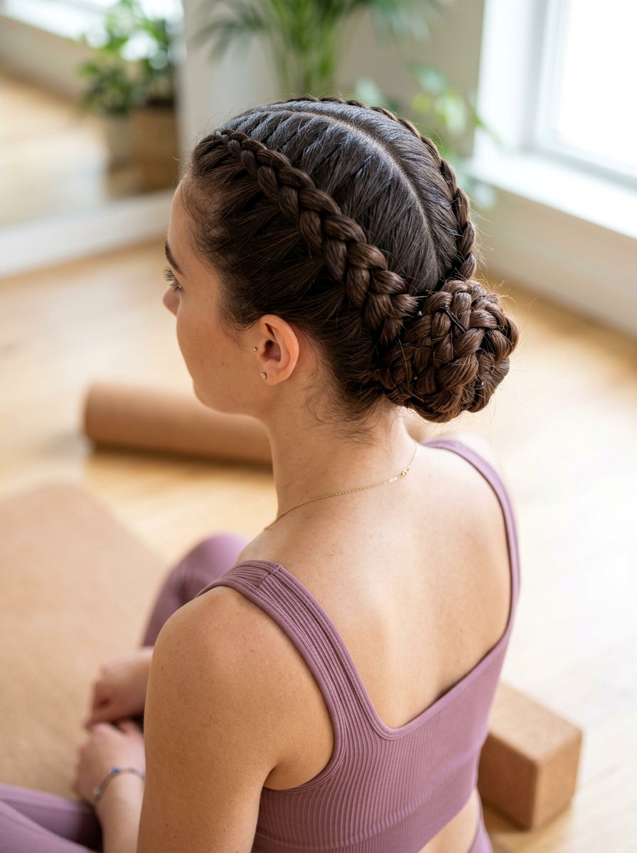 Braided Crown Bun With Middle Part - 20 yoga bun with middle part - 20 yoga bun with middle part