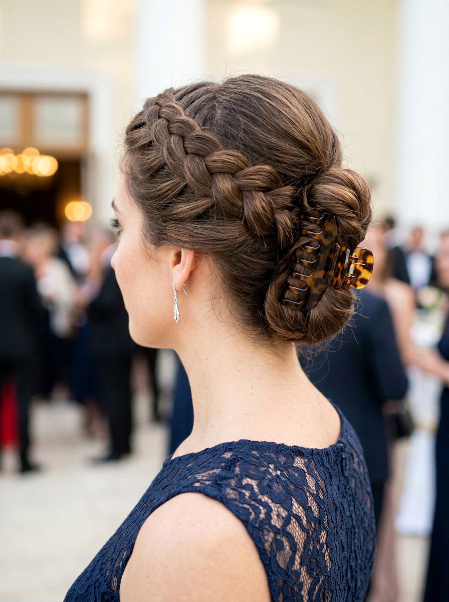 Braided Crown Claw Clip - 20 claw clip updo for thick long hair - 20 claw clip updo for thick long hair