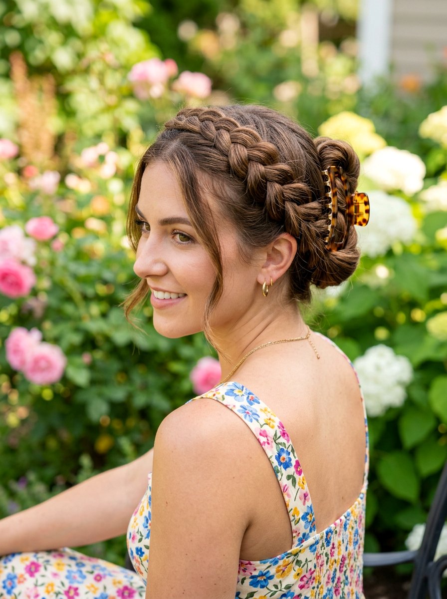 Braided Crown Claw Clip Twist - 20 claw clip twist for shoulder length hair - 20 claw clip twist for shoulder length hair