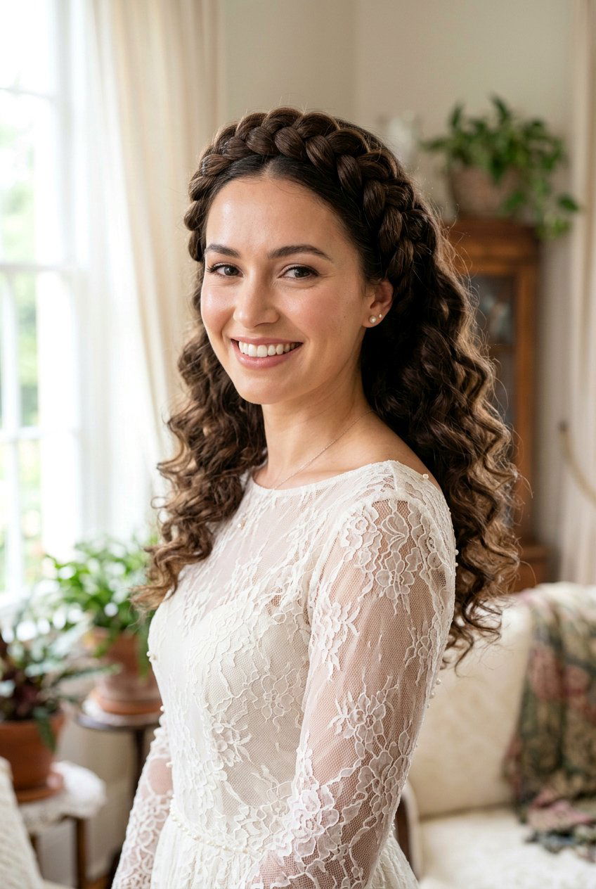 Braided Crown Curls - 20 prom hairstyle for curly natural hair - 20 prom hairstyle for curly natural hair