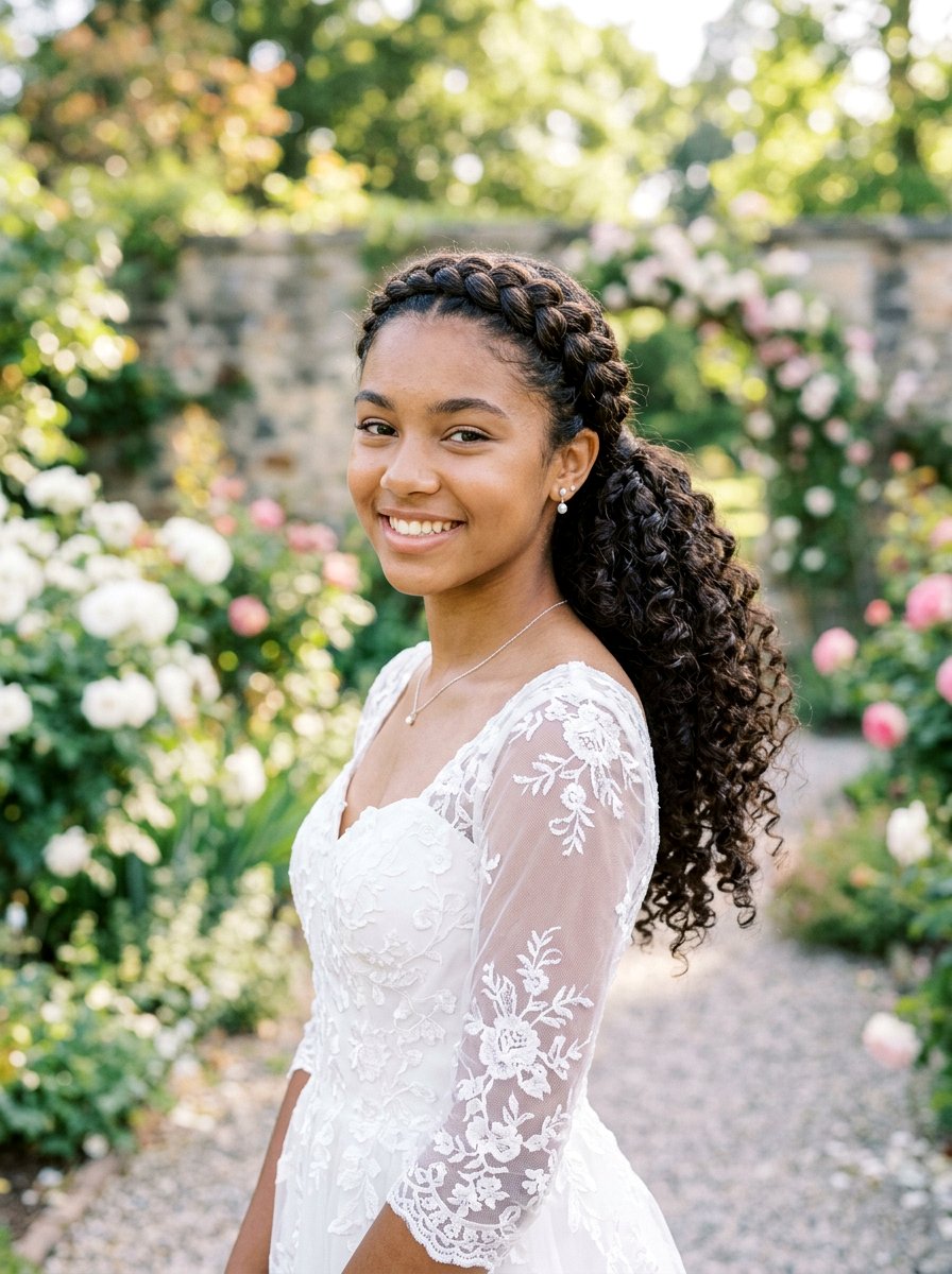 Braided Crown Curly Ponytail - 20 teen girls homecoming curls ponytail - 20 teen girls homecoming curls ponytail