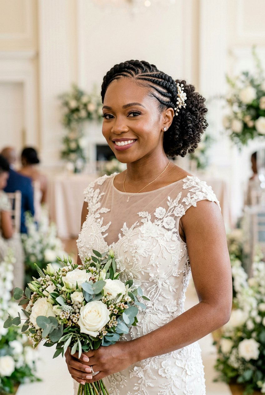 Braided Crown Curly Updo - 20 bridal curly updo for natural hair - 20 bridal curly updo for natural hair