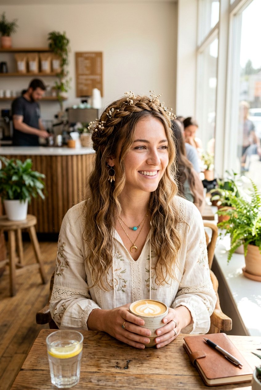 Braided Crown For Coffee Date - 20 coffee date hairstyles - 20 coffee date hairstyles