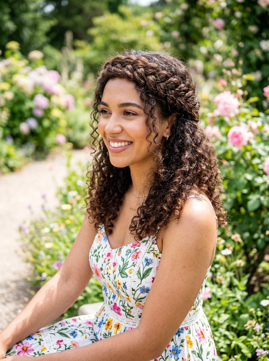 Braided Crown For Curly Hair - 20 simple hairstyle for curly shoulder length hair - 20 simple hairstyle for curly shoulder length hair