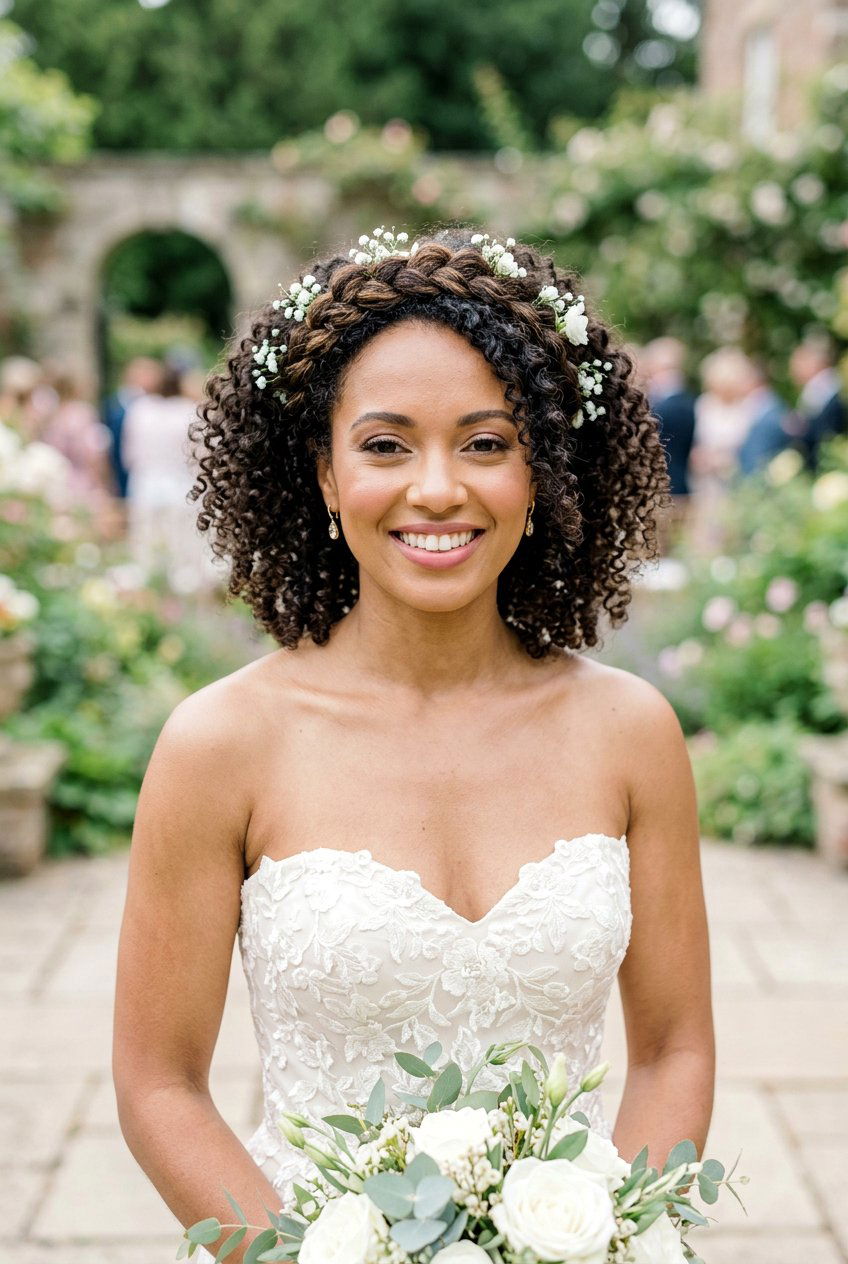 Braided Crown For Curly Haired Brides - 20 braided crown for brides - 20 braided crown for brides