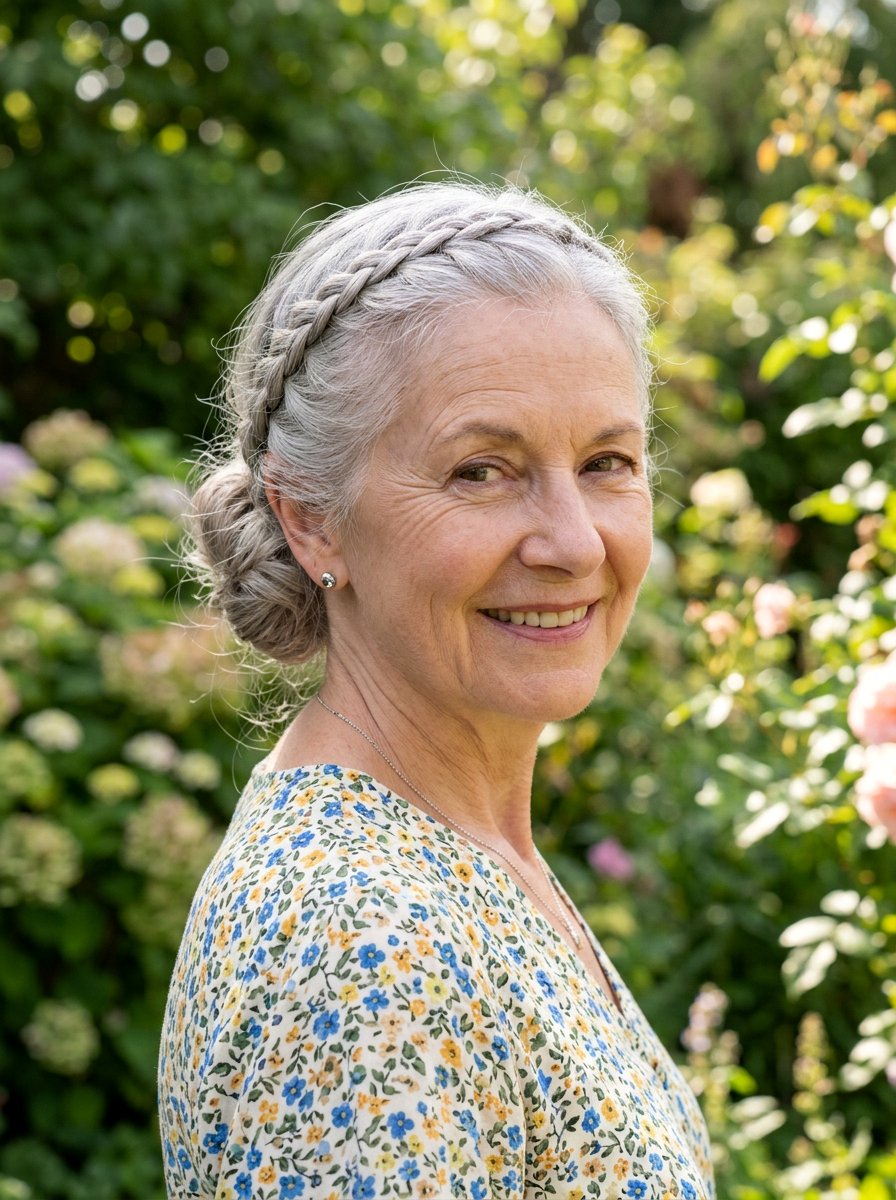 Braided Crown For Fine Hair - 20 short updo hairstyle for older women - 20 short updo hairstyle for older women