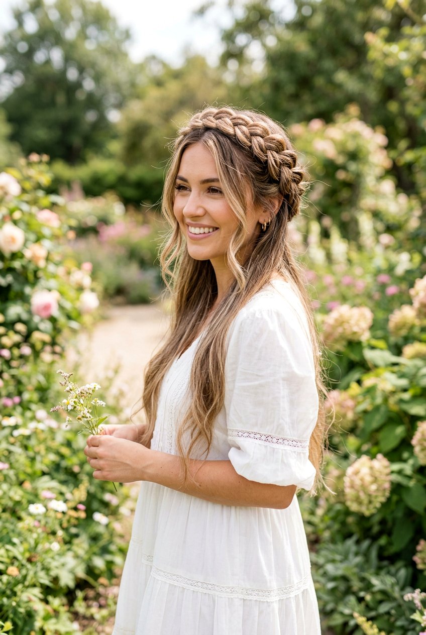 Braided Crown For Long Hair - 20 summer hairstyles for long hair - 20 summer hairstyles for long hair