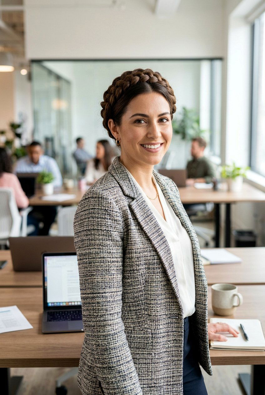 Braided Crown For Office Setting - 20 mature women office hairstyle ideas - 20 mature women office hairstyle ideas