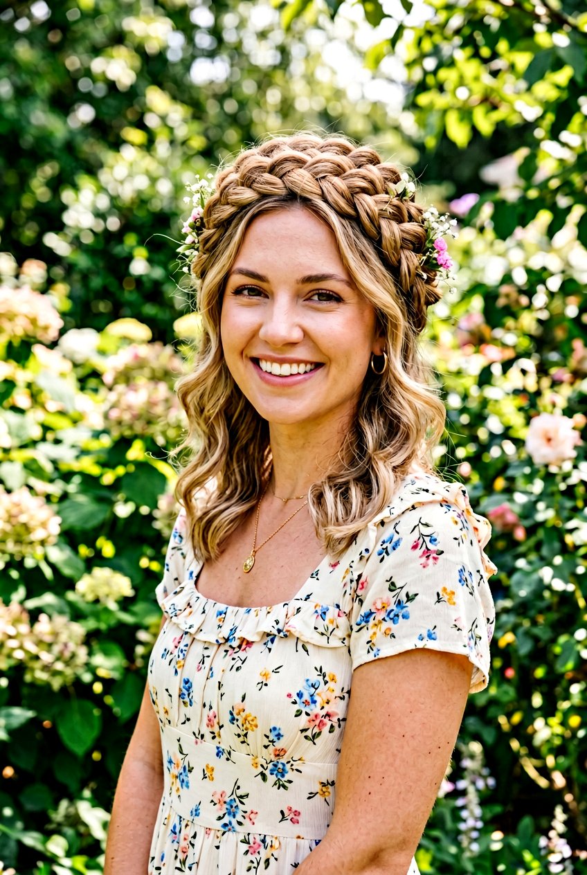 Braided Crown For Summer Humidity - 20 anti frizz hairstyles for summer - 20 anti frizz hairstyles for summer