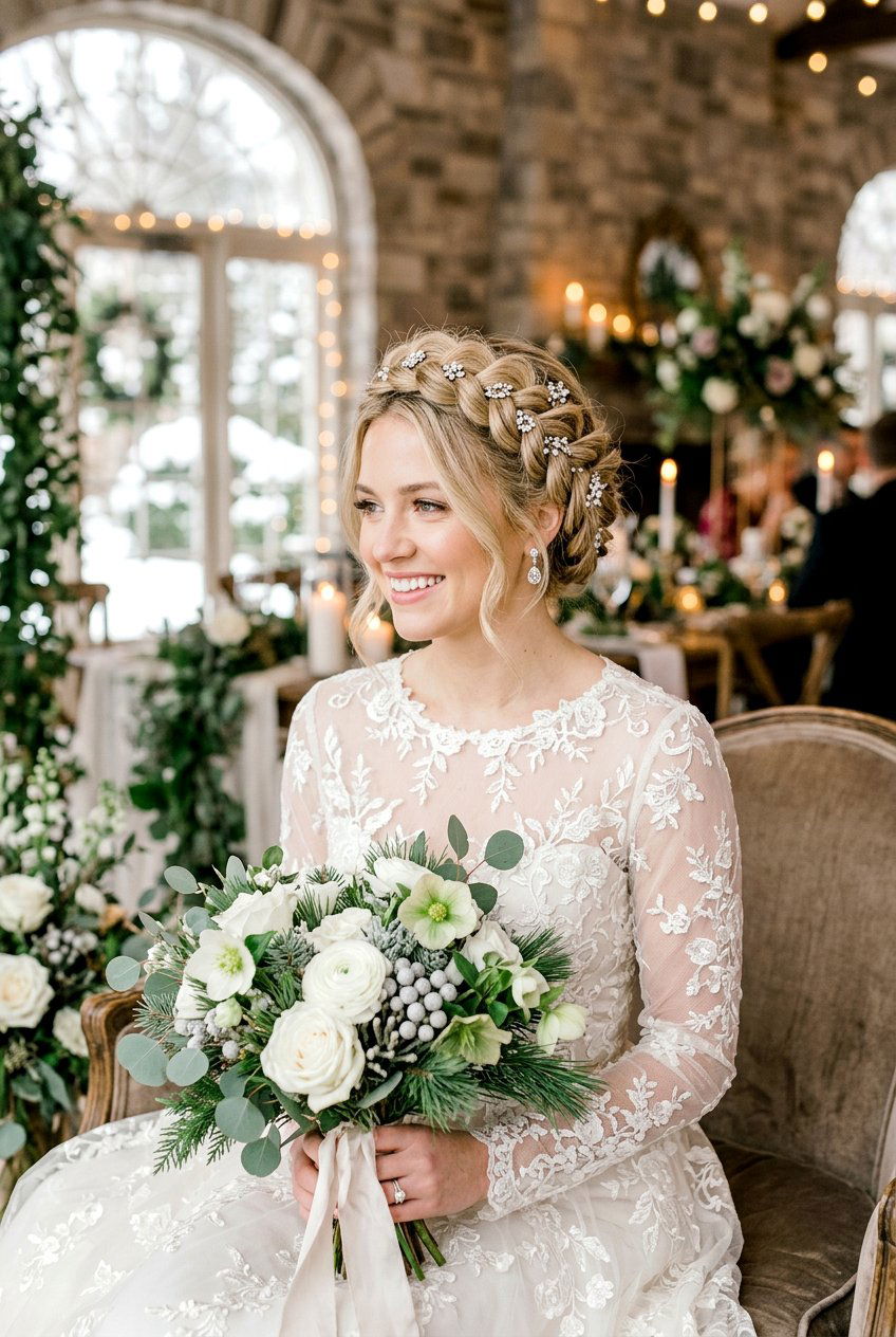 Braided Crown For Winter Wedding Brides - 20 braided crown for brides - 20 braided crown for brides