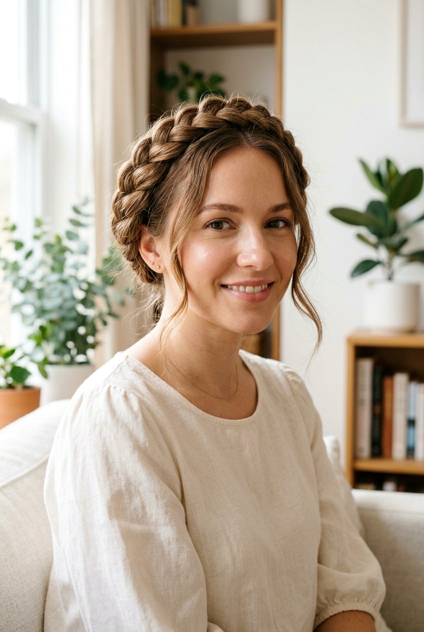 Braided Crown For Work From Home - 20 tidy hairstyles for work from home - 20 tidy hairstyles for work from home