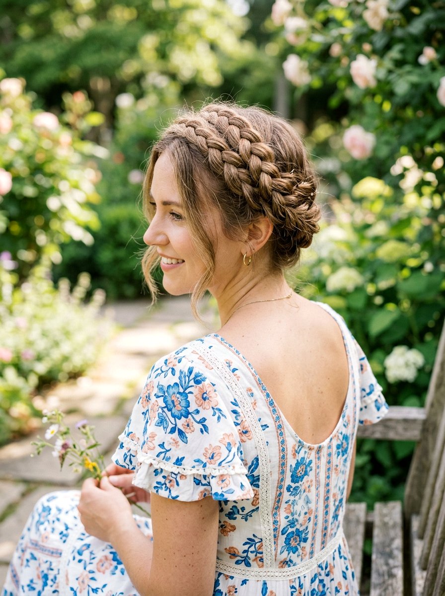 Braided Crown Hairstyle - 20 easy hairstyle for thick wavy hair - 20 easy hairstyle for thick wavy hair