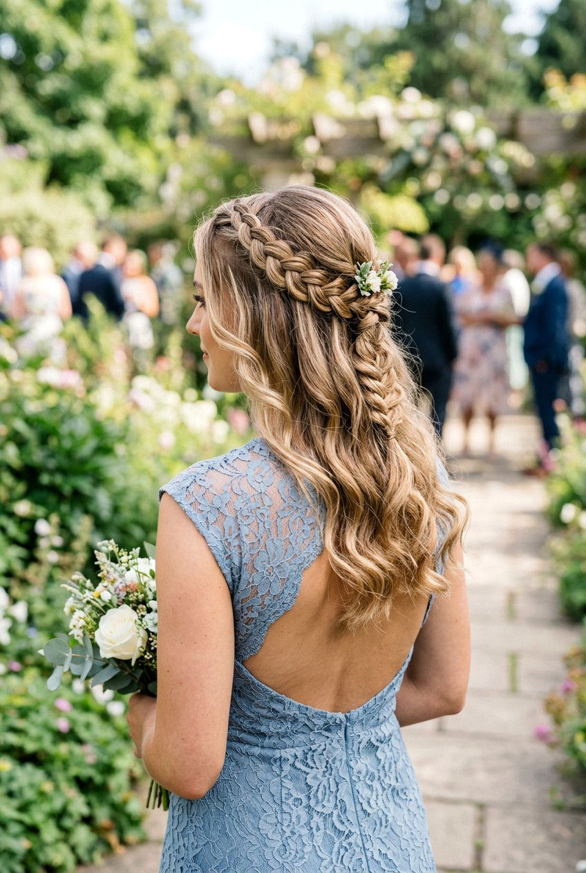 Braided Crown Half Up Bridesmaid Hair - 20 simple bridesmaid half up hairstyle - 20 simple bridesmaid half up hairstyle