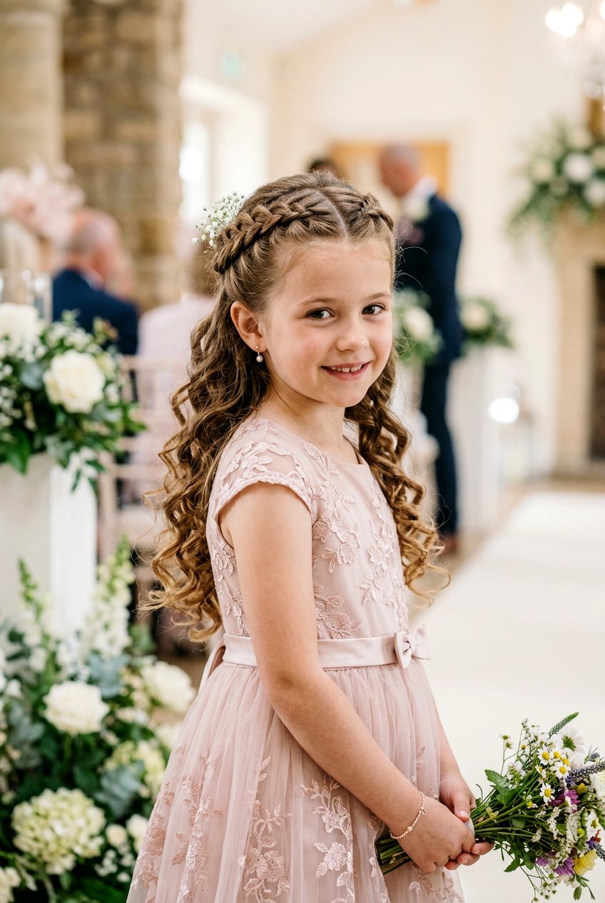 Braided Crown Half Up Curls - 20 little girls half up curls hairstyle - 20 little girls half up curls hairstyle