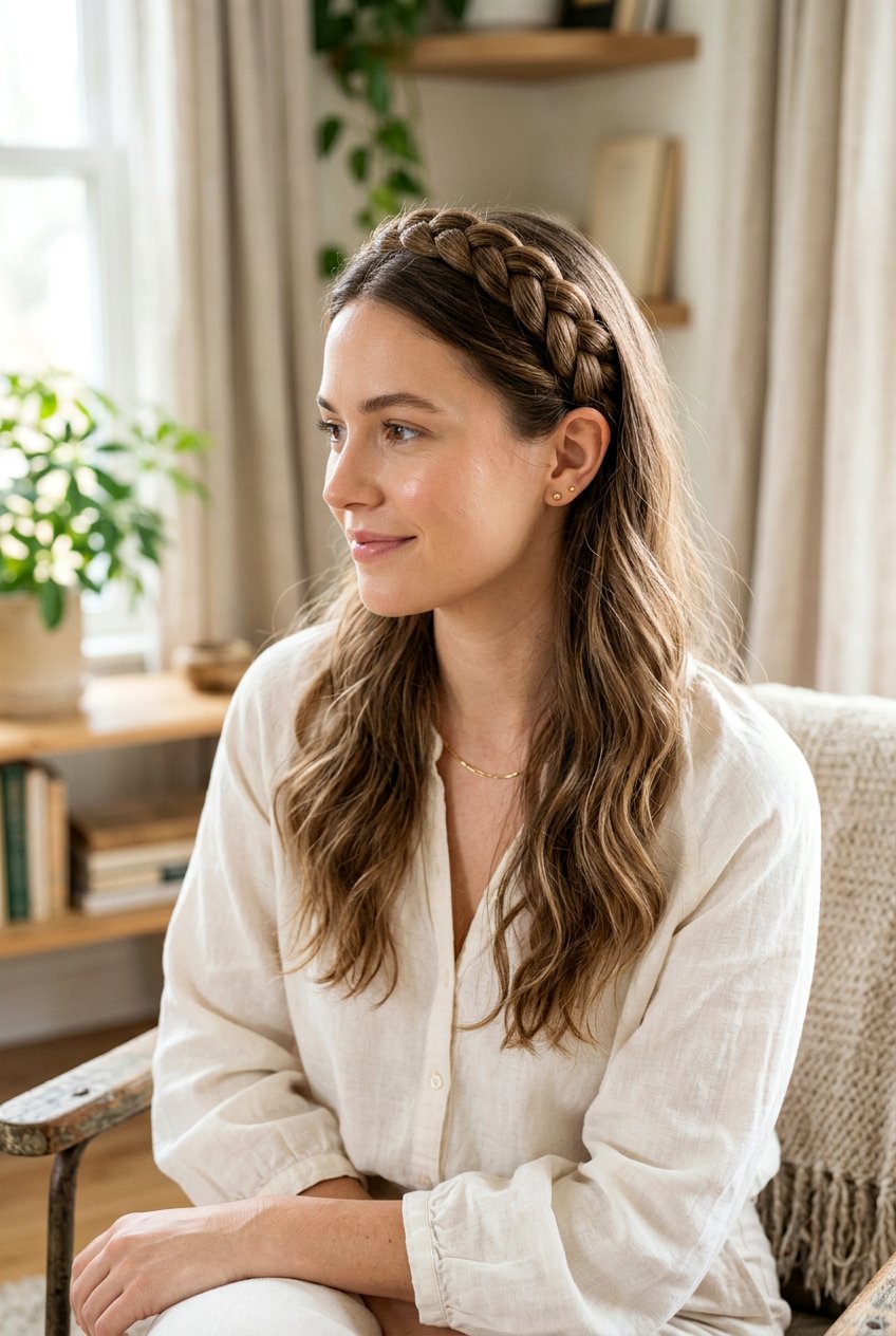 Braided Crown Headband - 20 simple festive hairstyles - 20 simple festive hairstyles