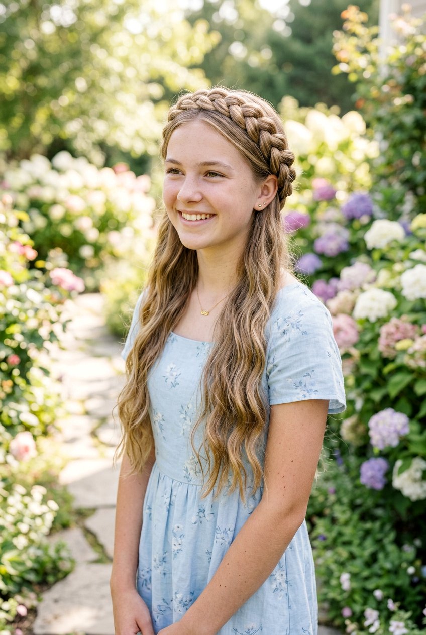 Braided Crown Long Hair - 20 school hairstyle for teenage girls with long hair - 20 school hairstyle for teenage girls with long hair