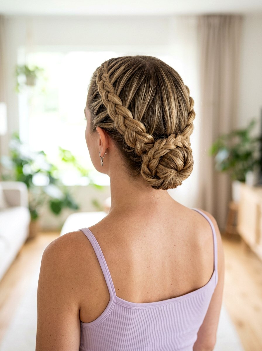 Braided Crown Low Bun - 20 dance practice bun hairstyle - 20 dance practice bun hairstyle