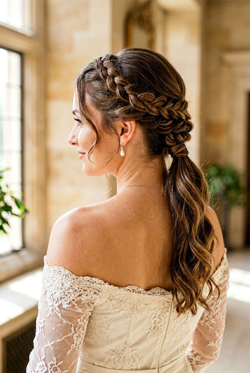 Braided Crown Low Ponytail - 20 boho bridal ponytail - 20 boho bridal ponytail