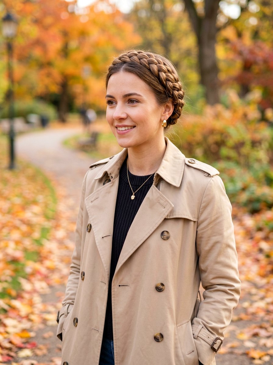 Braided Crown Office Hair - 20 office hairstyle for rainy days - 20 office hairstyle for rainy days