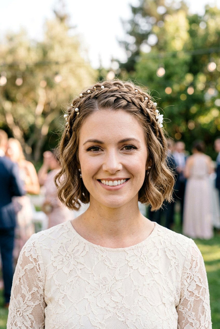 Braided Crown On Short Hair - 20 party hairstyles for short hair - 20 party hairstyles for short hair