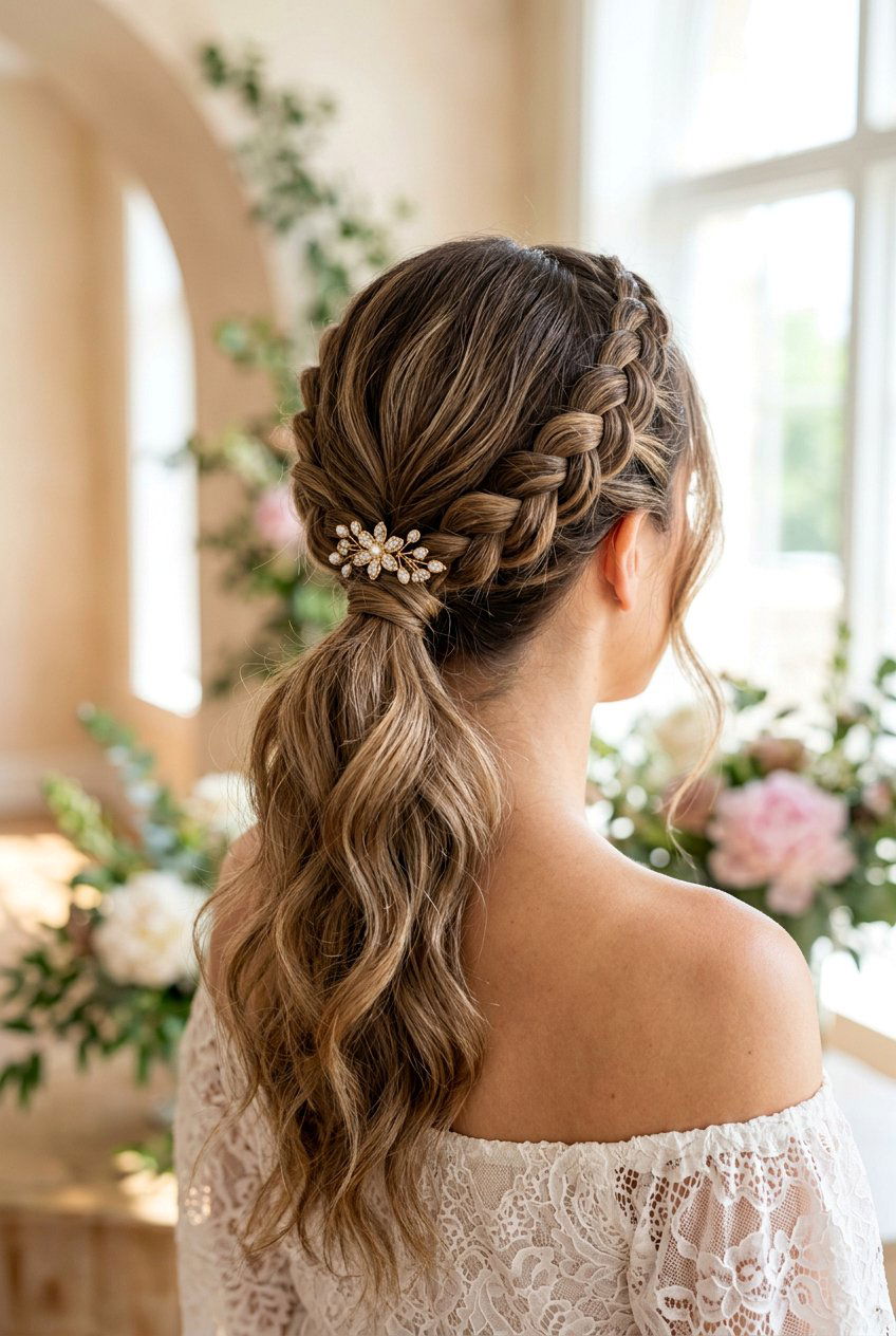 Braided Crown Ponytail - 20 easy ponytail hairstyles - 20 easy ponytail hairstyles