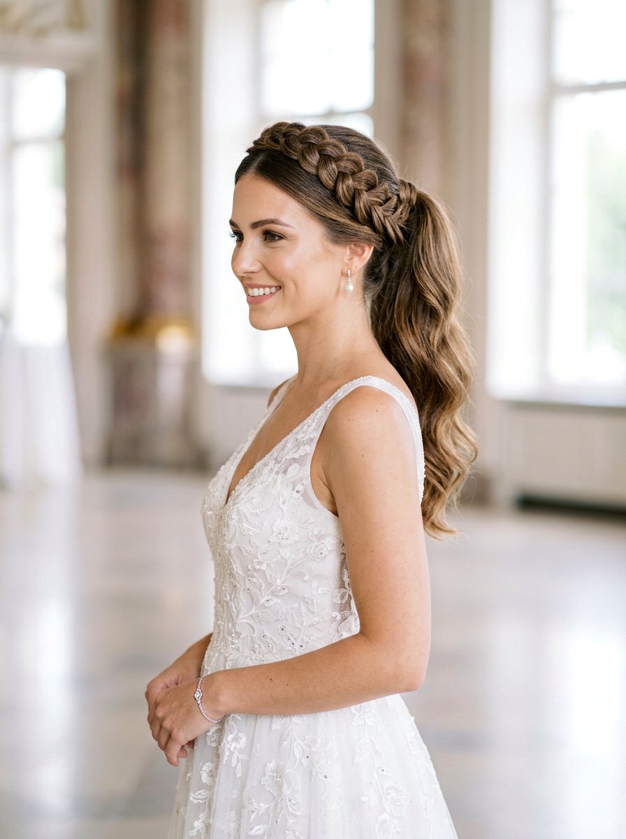 Braided Crown Ponytail - 20 prom ponytail with braid - 20 prom ponytail with braid