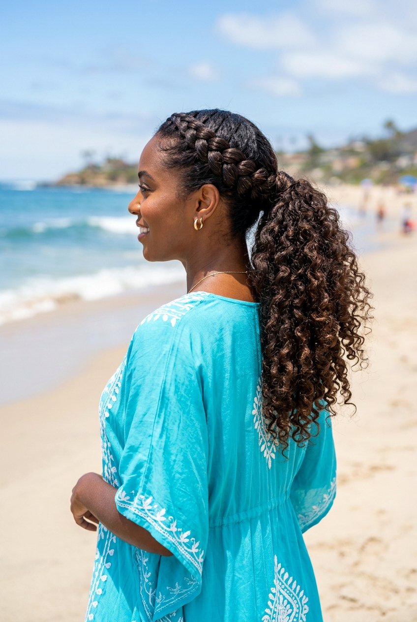 Braided Crown Ponytail With Curls - 20 tropical ponytail hairstyle with curls - 20 tropical ponytail hairstyle with curls