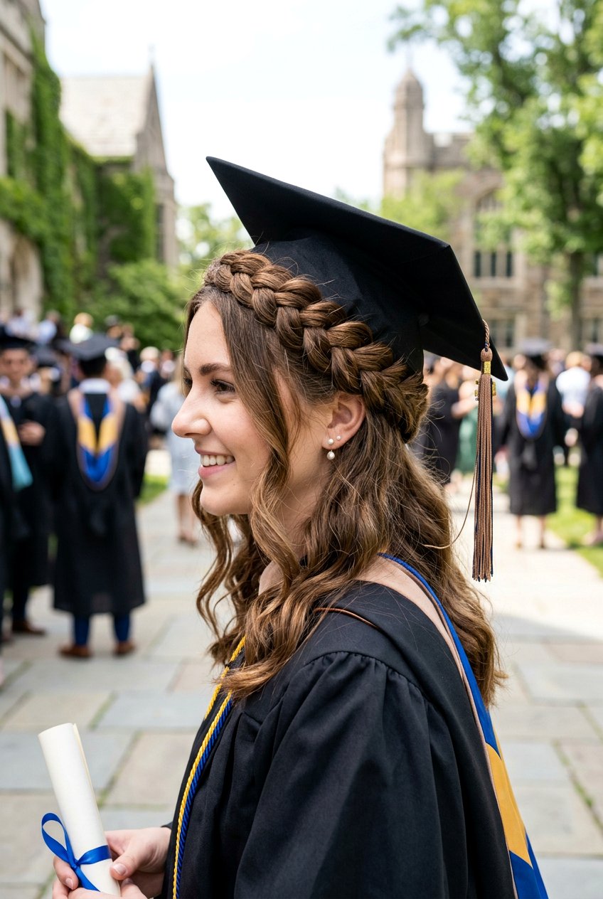 Braided Crown Rim - 20 graduation hairstyle for shoulder length hair - 20 graduation hairstyle for shoulder length hair