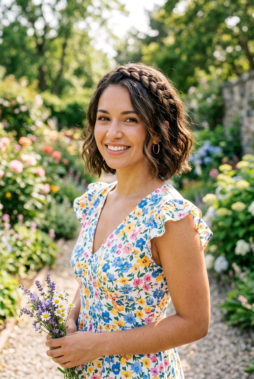 Braided Crown Short Bob - 20 birthday hairstyle for short bob hair - 20 birthday hairstyle for short bob hair