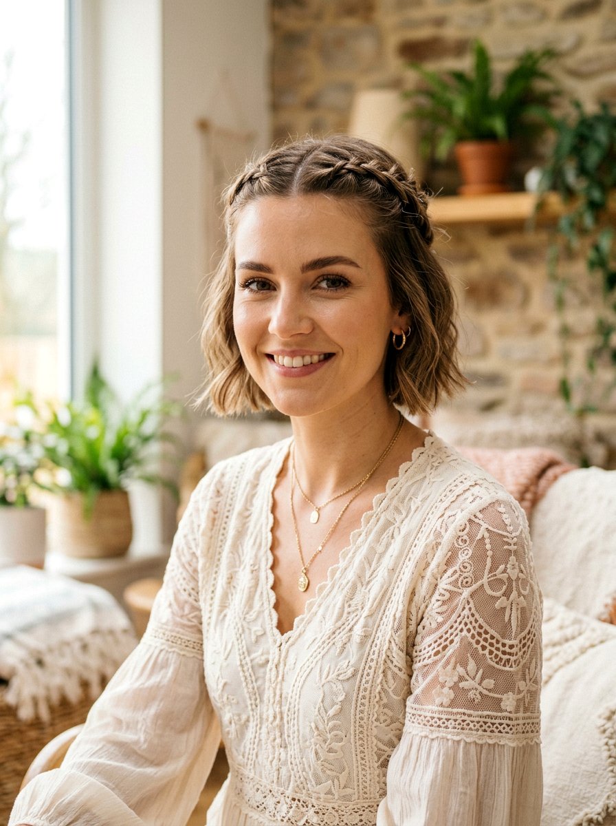 Braided Crown Short Bob - 20 quick hairstyle for short bob women - 20 quick hairstyle for short bob women