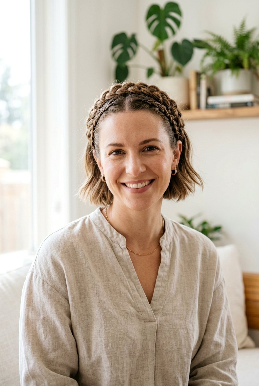 Braided Crown Short Bob - 20 beach hairstyle for short bob - 20 beach hairstyle for short bob