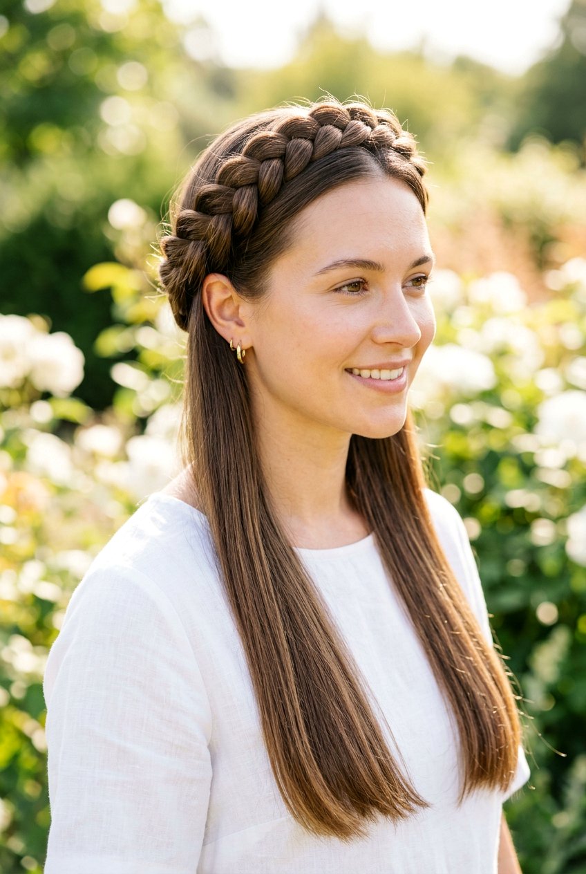 Braided Crown Straight Hair - 20 hairstyles for straight hair - 20 hairstyles for straight hair