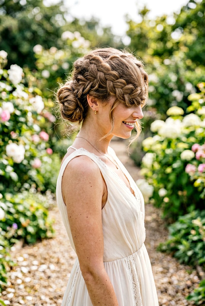 Braided Crown Textured Updo - 20 textured updo hairstyles - 20 textured updo hairstyles