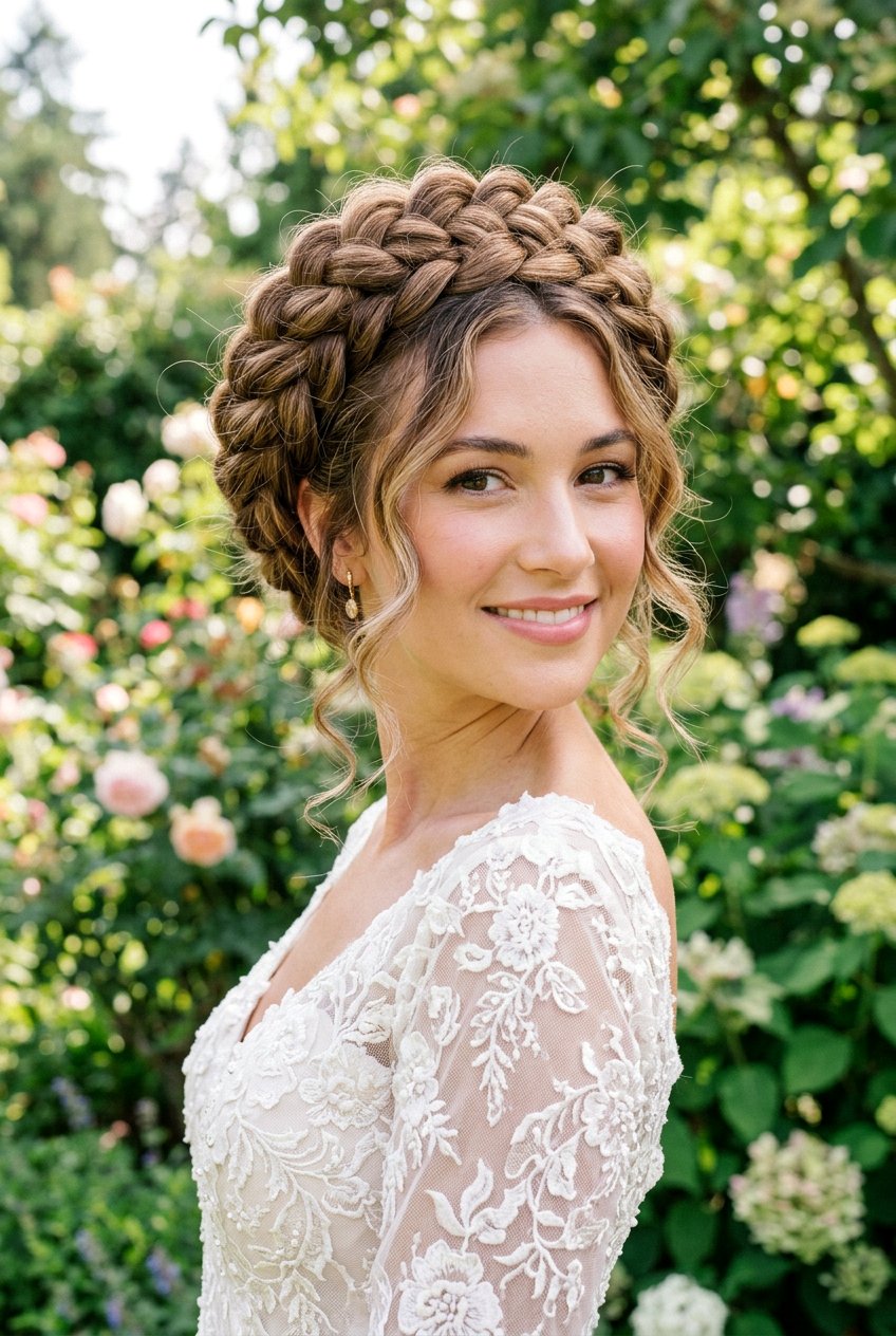 Braided Crown Updo - 20 glamorous updo with soft tendrils - 20 glamorous updo with soft tendrils