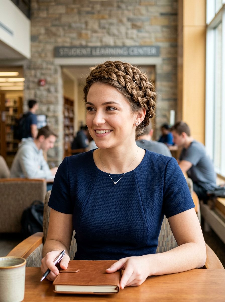 Braided Crown Updo - 20 college girls polished internship hairstyle - 20 college girls polished internship hairstyle