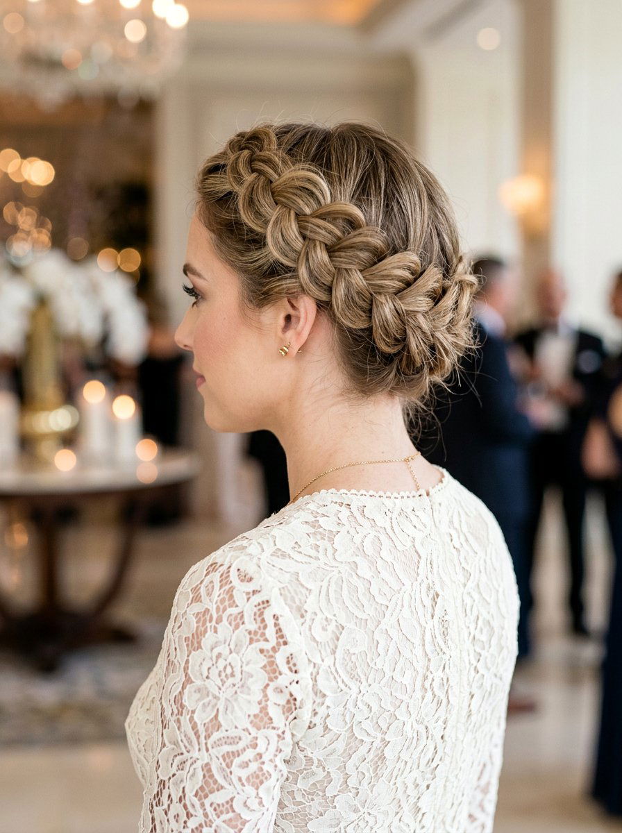Braided Crown Updo - 20 date night hairstyle for mature women - 20 date night hairstyle for mature women