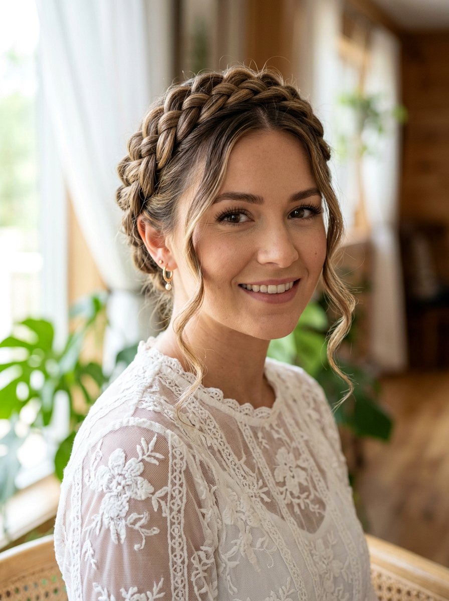 Braided Crown Updo - 20 glamorous birthday hairstyle ideas - 20 glamorous birthday hairstyle ideas