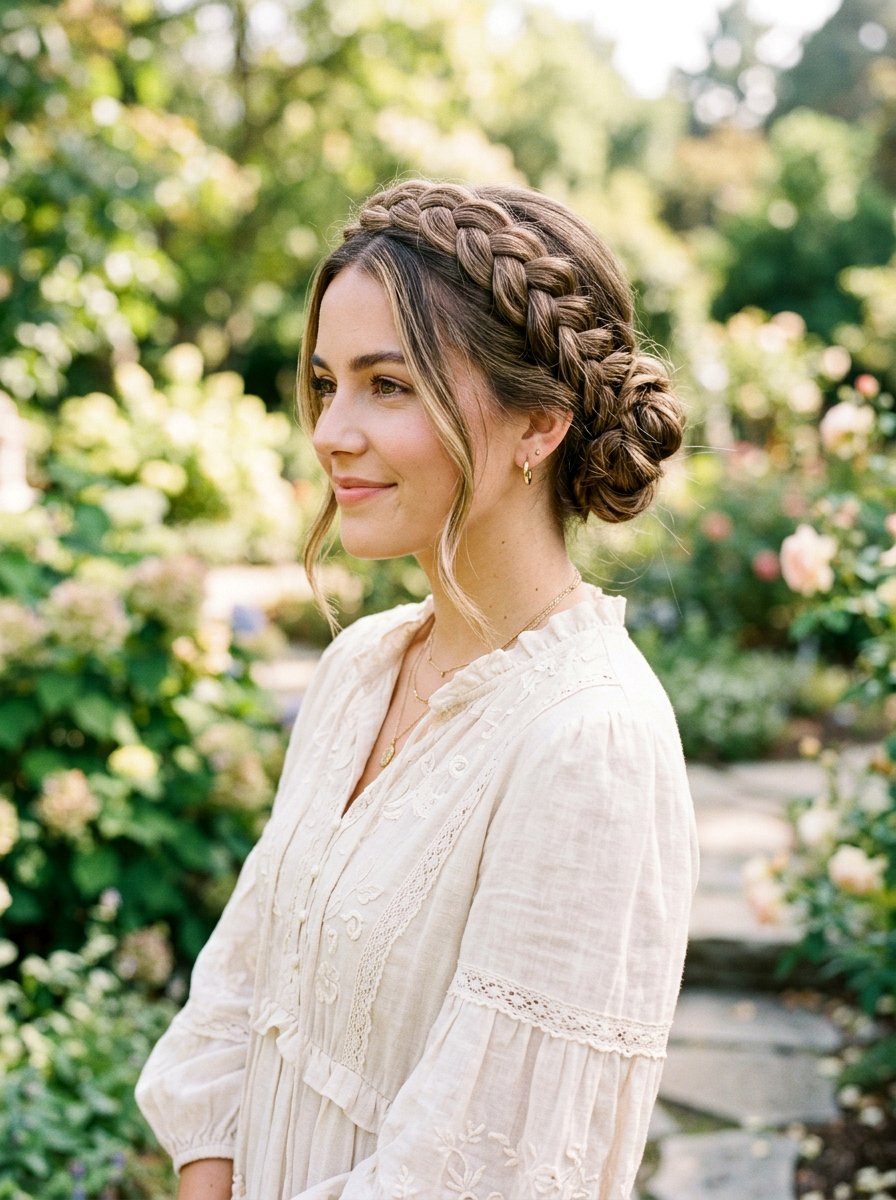 Braided Crown Updo - 20 glamorous hairstyle ideas for women - 20 glamorous hairstyle ideas for women