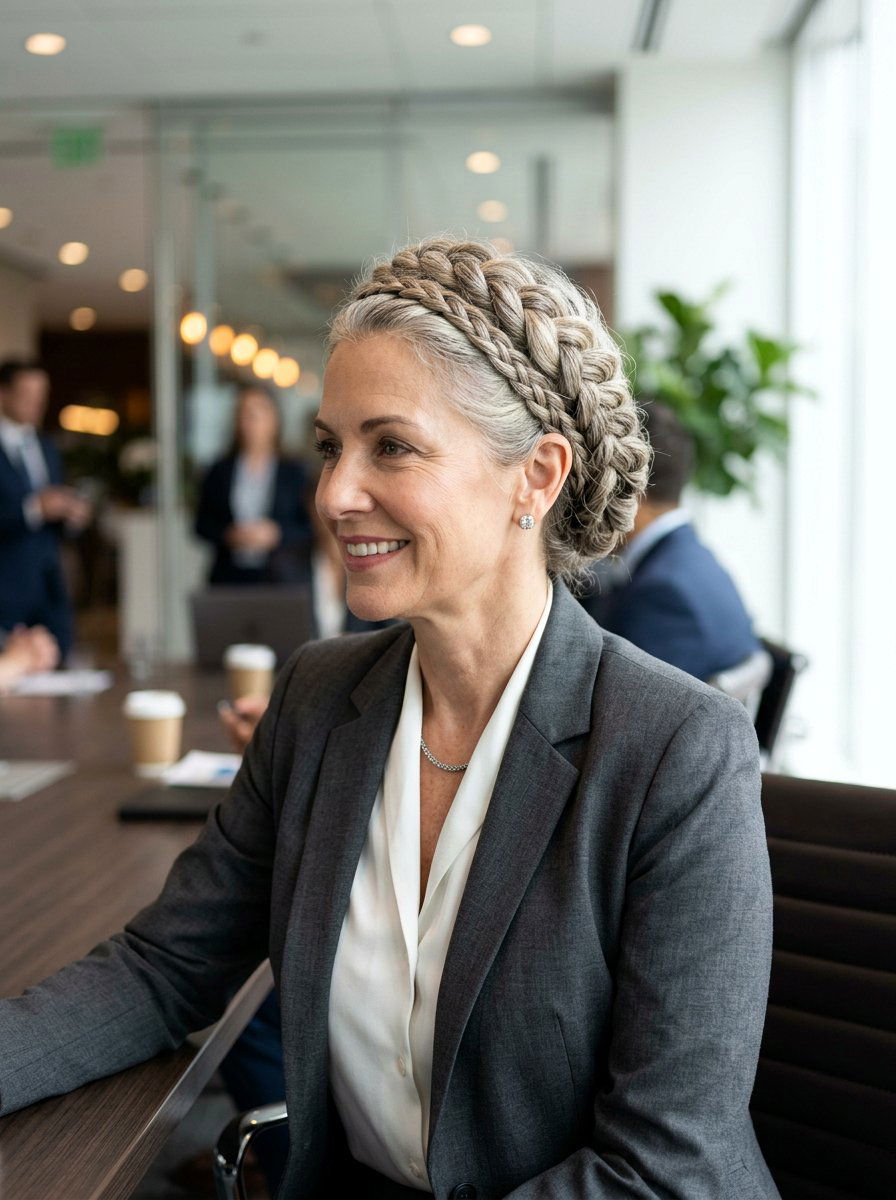 Braided Crown Updo - 20 interview hairstyle for mature women - 20 interview hairstyle for mature women