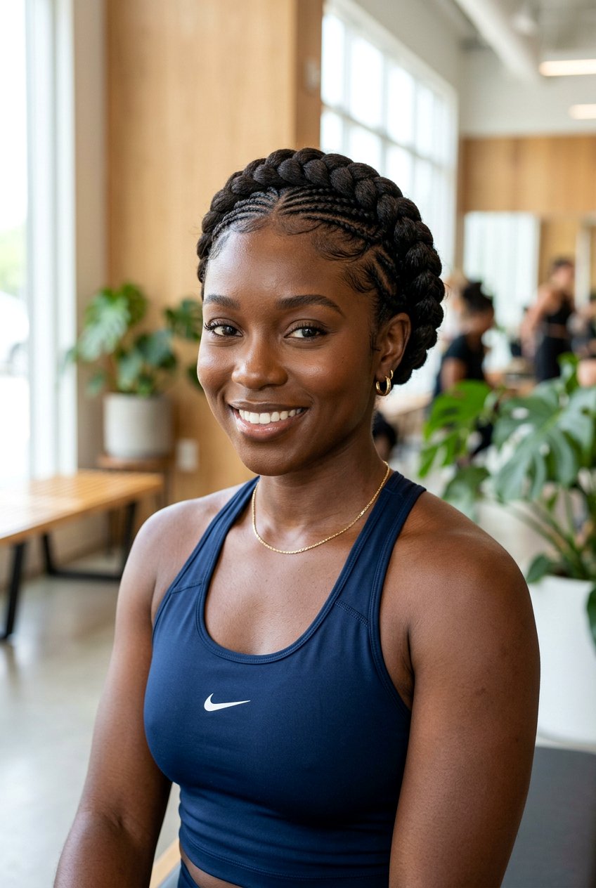 Braided Crown Updo - 20 gym protective styles for natural hair - 20 gym protective styles for natural hair