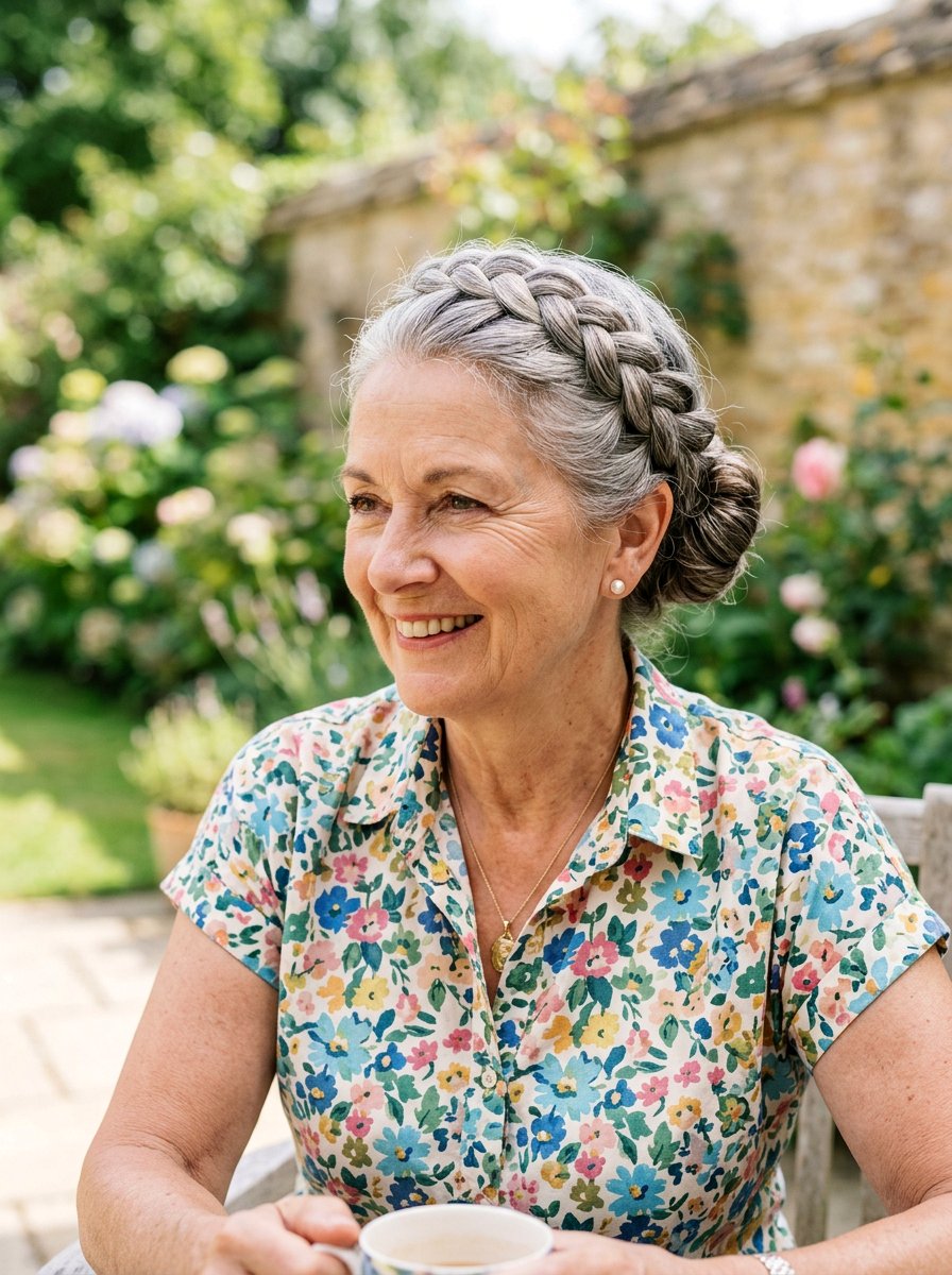 Braided Crown Updo - 20 older women office hair ideas - 20 older women office hair ideas
