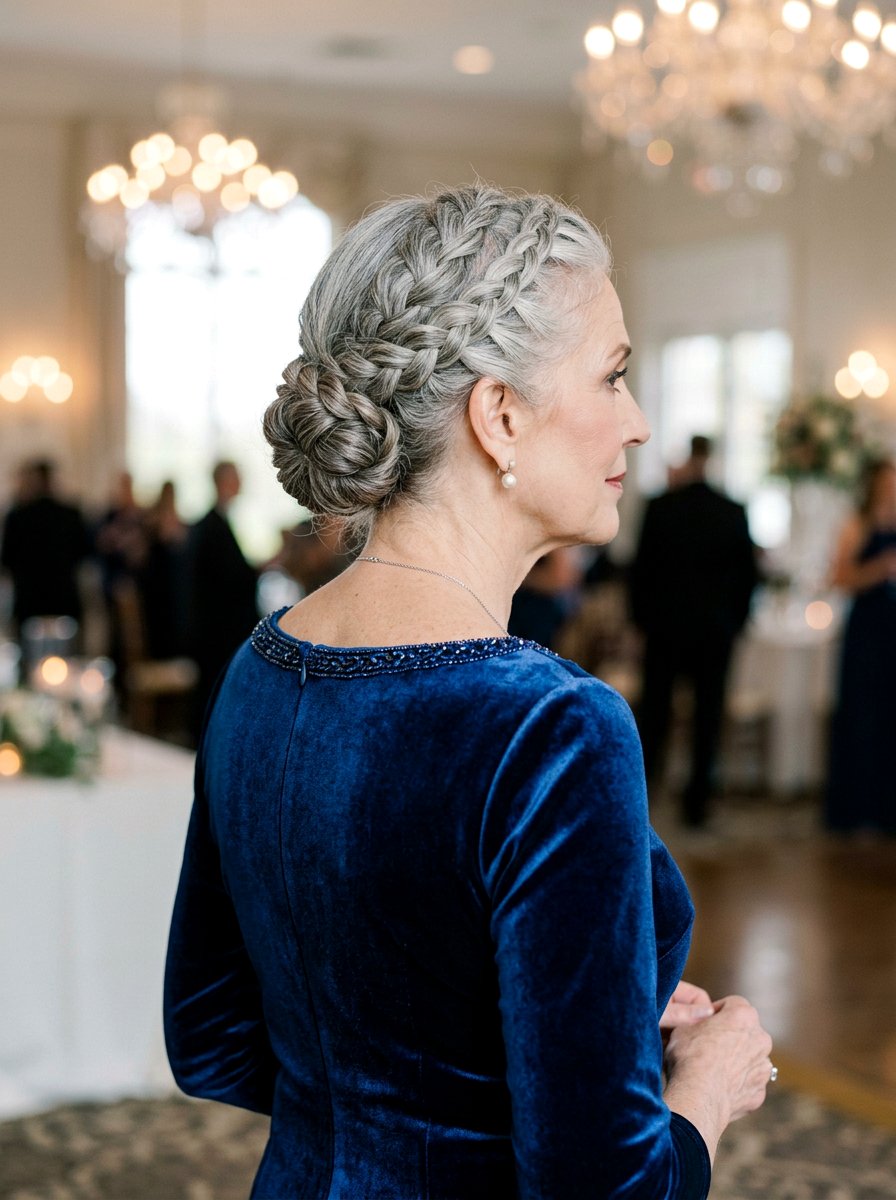 Braided Crown Updo - 20 older women wedding guest hair ideas - 20 older women wedding guest hair ideas