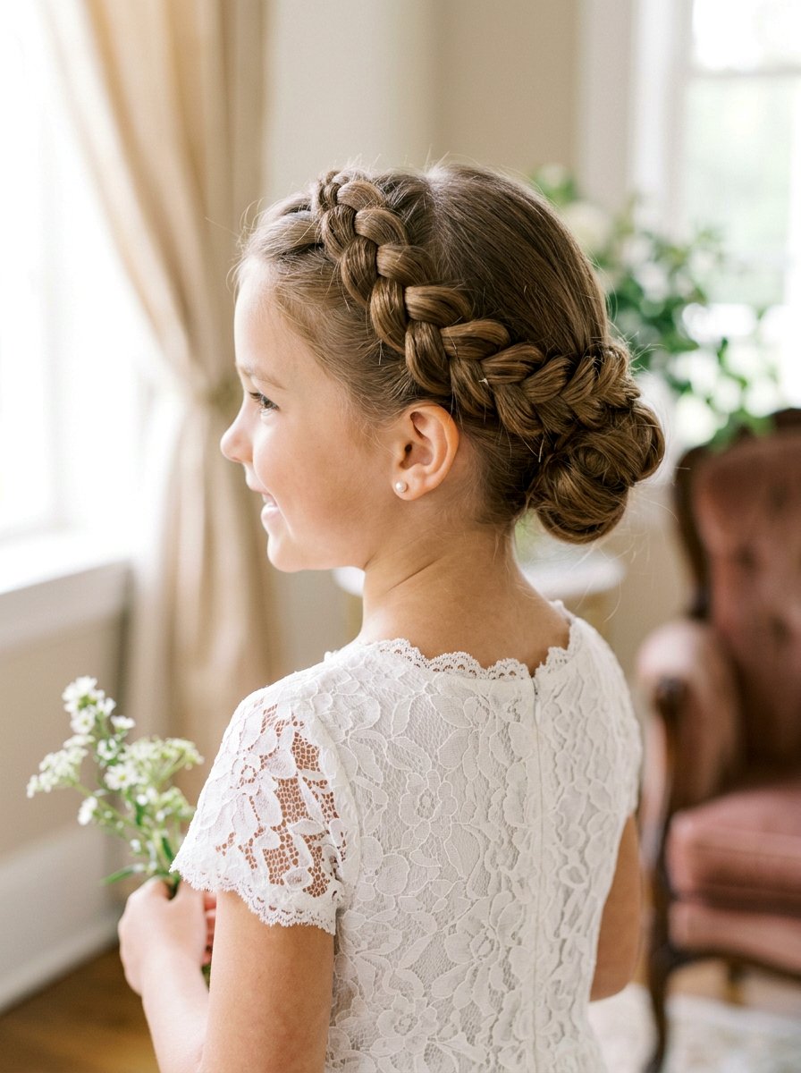 Braided Crown Updo - 20 pageant updo for little girls - 20 pageant updo for little girls