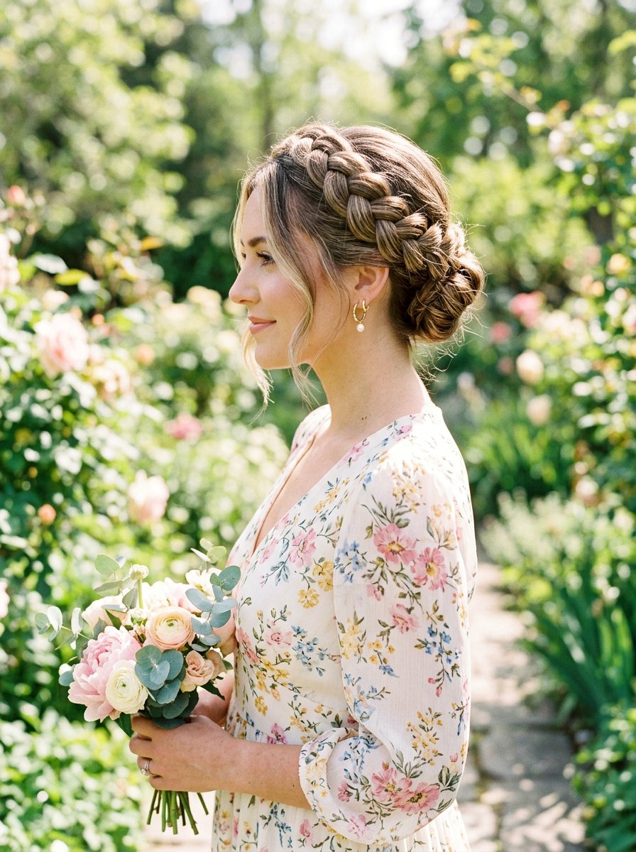 Braided Crown Updo - 20 quick hairstyle for thick coarse hair - 20 quick hairstyle for thick coarse hair