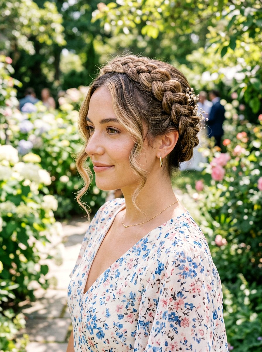 Braided Crown Updo - 20 vacation hairstyle for resort dinner - 20 vacation hairstyle for resort dinner