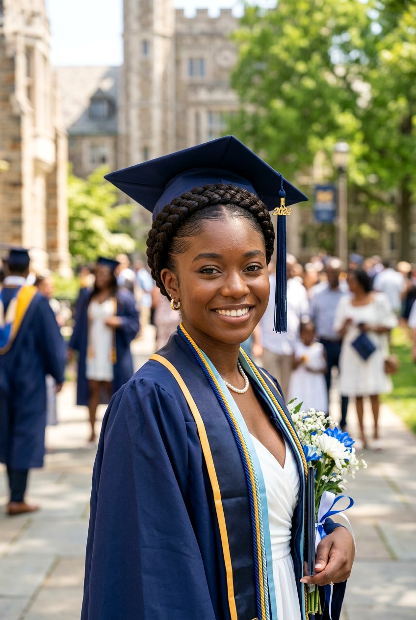 Braided Crown Updo - 20 graduation cap hairstyles - 20 graduation cap hairstyles