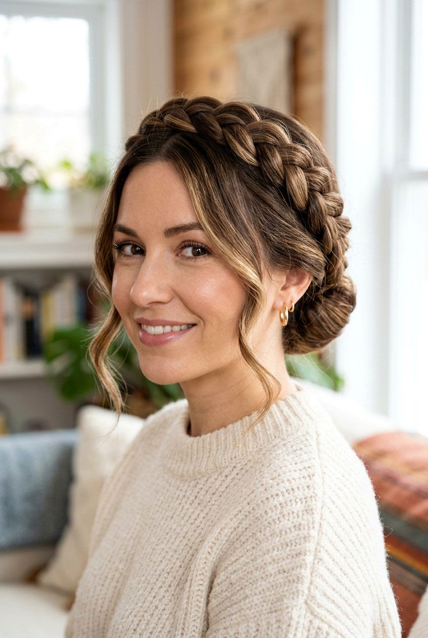 Braided Crown Updo - 20 polished hairstyles for women - 20 polished hairstyles for women